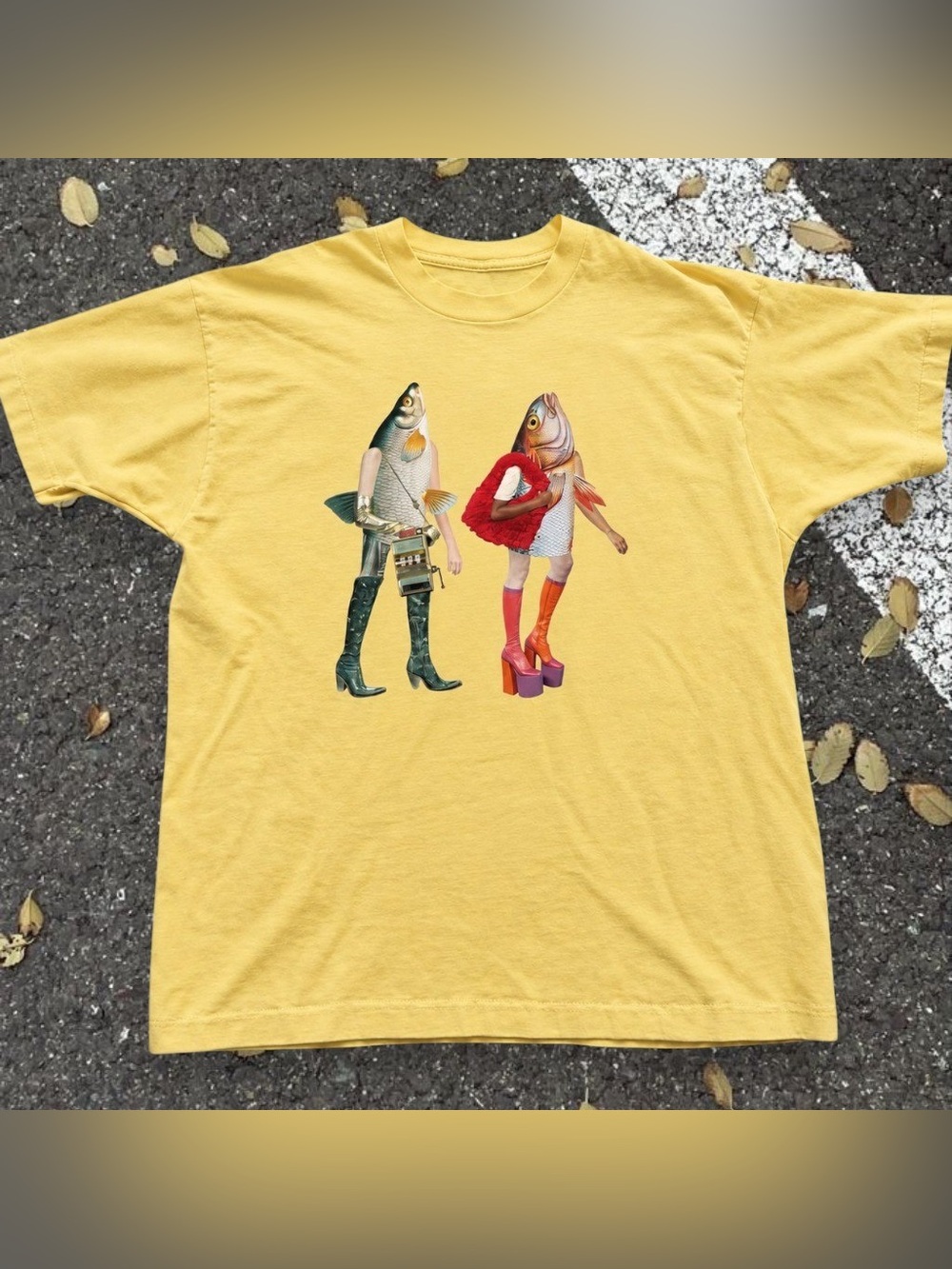Gildan Fish Girls Graphic T-Shirt Yellowhaze For Unisex